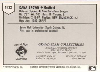 1989 ProCards Minor League Team Sets #1932 Dana Brown Back