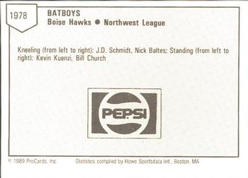 1989 ProCards Minor League Team Sets #1978 J.D. Schmidt / Nick Baltes / Kevin Kuenzi / Bill Church Back