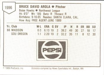 1989 ProCards Minor League Team Sets #1996 Bruce Arola Back