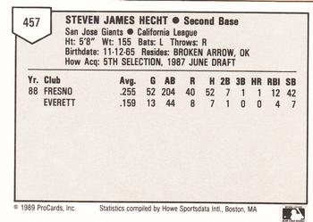 1989 ProCards Minor League Team Sets #457 Steve Hecht Back