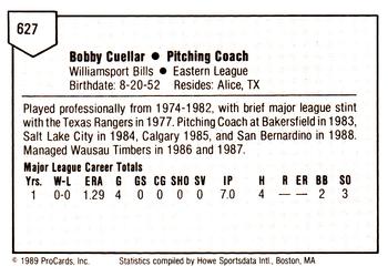 1989 ProCards Minor League Team Sets #627 Bobby Cuellar Back