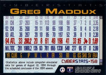 1995 Topps - CyberStats (Spectralight) #158 Greg Maddux Back