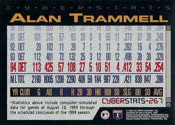 1995 Topps - CyberStats (Spectralight) #267 Alan Trammell Back