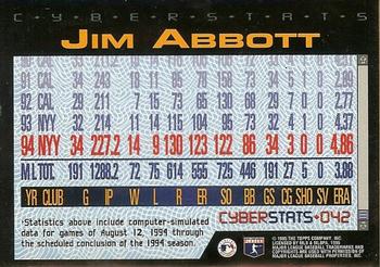 1995 Topps - CyberStats (Spectralight) #042 Jim Abbott Back