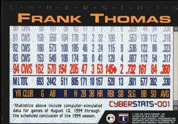 1995 Topps - CyberStats (Spectralight) #001 Frank Thomas Back