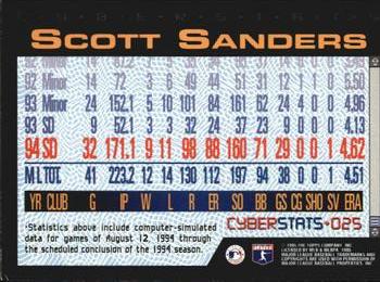 1995 Topps - CyberStats (Spectralight) #025 Scott Sanders Back