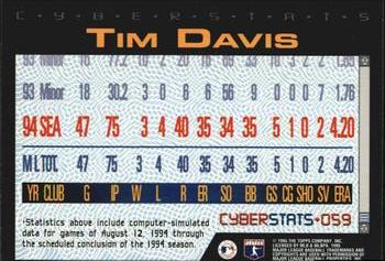 1995 Topps - CyberStats (Spectralight) #059 Tim Davis Back