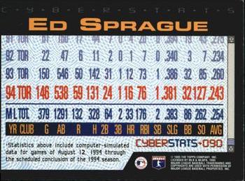 1995 Topps - CyberStats (Spectralight) #090 Ed Sprague Back