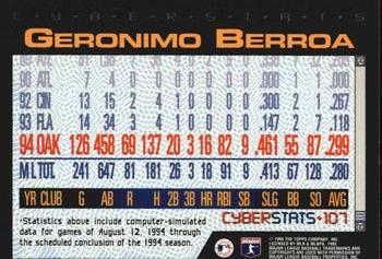 1995 Topps - CyberStats (Spectralight) #107 Geronimo Berroa Back