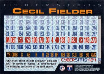 1995 Topps - CyberStats (Spectralight) #124 Cecil Fielder Back