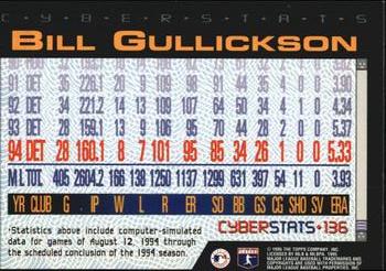 1995 Topps - CyberStats (Spectralight) #136 Bill Gullickson Back