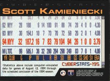 1995 Topps - CyberStats (Spectralight) #195 Scott Kamieniecki Back
