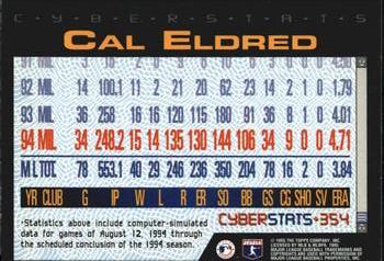 1995 Topps - CyberStats (Spectralight) #354 Cal Eldred Back