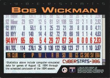 1995 Topps - CyberStats (Spectralight) #386 Bob Wickman Back