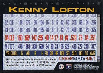 1995 Topps - CyberStats (Spectralight) #067 Kenny Lofton Back