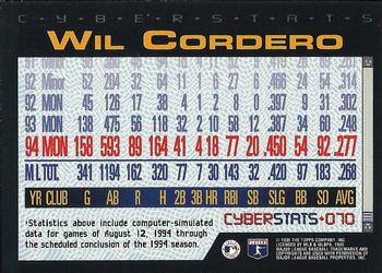 1995 Topps - CyberStats (Spectralight) #070 Wil Cordero Back