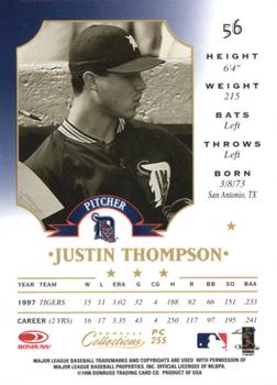 1998 Donruss Collections Leaf - Prized Collections #PC 255 Justin Thompson Back