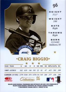 1998 Donruss Collections Leaf - Prized Collections #PC 295 Craig Biggio Back