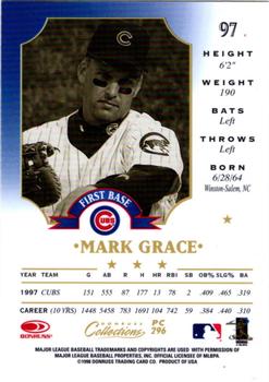 1998 Donruss Collections Leaf - Prized Collections #PC 296 Mark Grace Back