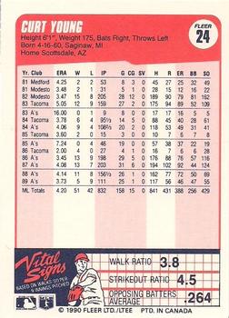 1990 Fleer Canadian #24 Curt Young Back