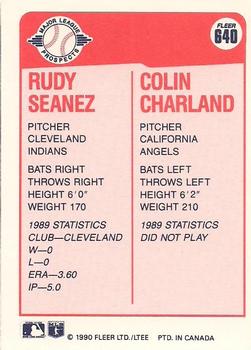 1990 Fleer Canadian #640 Rudy Seanez / Colin Charland Back