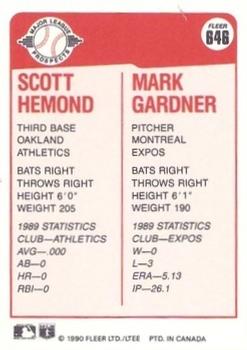 1990 Fleer Canadian #646 Scott Hemond / Mark Gardner Back