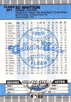 1989 Fleer - Glossy #321 Ed Whitson Back