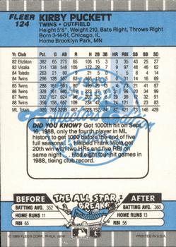 1989 Fleer - Glossy #124 Kirby Puckett Back