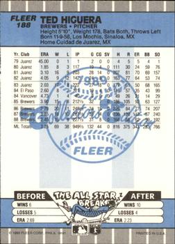 1989 Fleer - Glossy #188 Ted Higuera Back