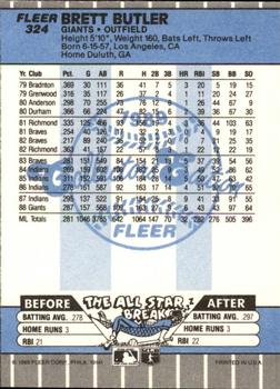 1989 Fleer - Glossy #324 Brett Butler Back