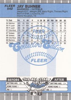 1989 Fleer - Glossy #542 Jay Buhner Back
