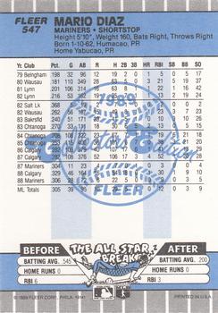 1989 Fleer - Glossy #547 Mario Diaz Back