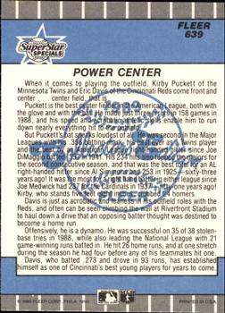 1989 Fleer - Glossy #639 Power Center (Kirby Puckett / Eric Davis) Back
