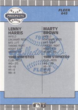 1989 Fleer - Glossy #645 Lenny Harris / Marty Brown Back