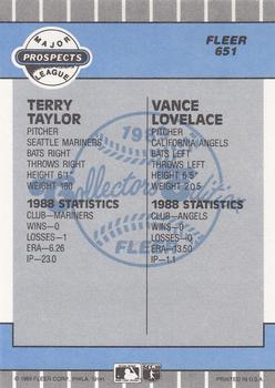 1989 Fleer - Glossy #651 Terry Taylor / Vance Lovelace Back