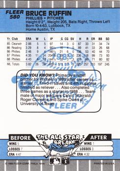 1989 Fleer - Glossy #580 Bruce Ruffin Back
