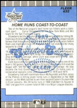 1989 Fleer - Glossy #632 Homeruns Coast to Coast (Darryl Strawberry / Will Clark) Back
