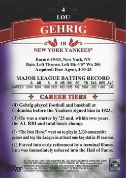 2011 Topps Tier One - Purple #4 Lou Gehrig Back