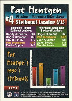 1995 Topps - League Leaders #LL21 Pat Hentgen Back
