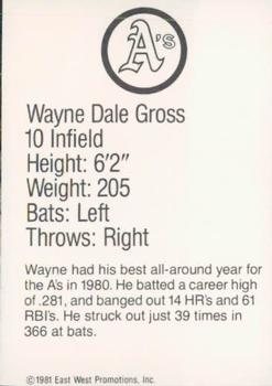 1981 Granny Goose Oakland Athletics #NNO Wayne Gross Back