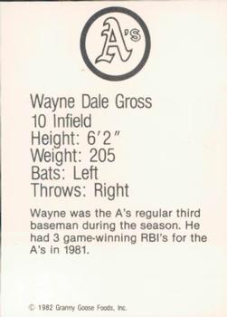 1982 Granny Goose Oakland Athletics #NNO Wayne Gross Back