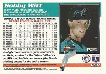 1995 Topps Traded & Rookies #123T Bobby Witt Back