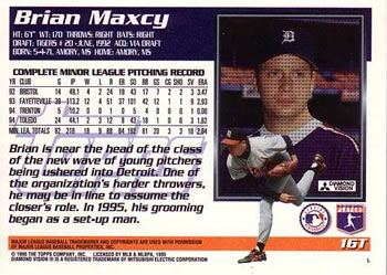 1995 Topps Traded & Rookies #16T Brian Maxcy Back