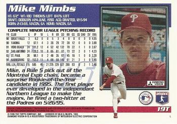 1995 Topps Traded & Rookies #19T Mike Mimbs Back