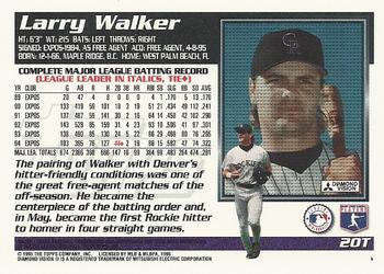 1995 Topps Traded & Rookies #20T Larry Walker Back