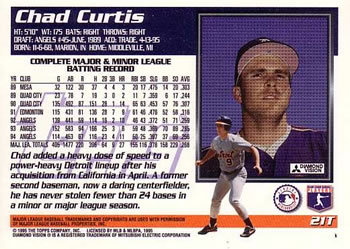 1995 Topps Traded & Rookies #21T Chad Curtis Back