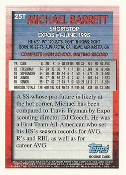1995 Topps Traded & Rookies #25T Michael Barrett Back