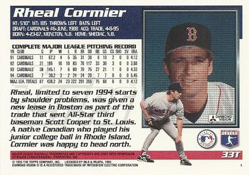 1995 Topps Traded & Rookies #33T Rheal Cormier Back