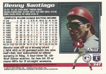 1995 Topps Traded & Rookies #34T Benny Santiago Back