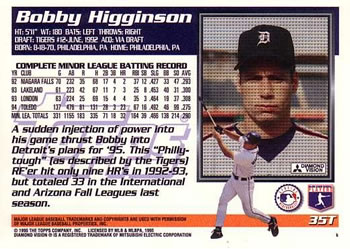 1995 Topps Traded & Rookies #35T Bobby Higginson Back